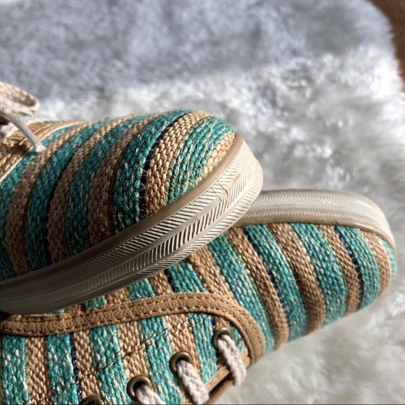KEDS Aqua & Tan Jute Striped Sneakers - Picture 6 of 7